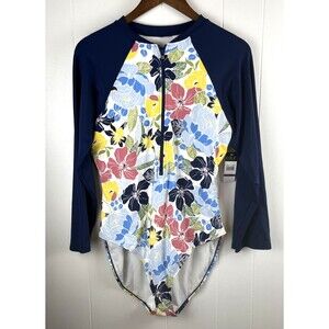 Cole of California Women's 2XL One Piece Zip Front Long Sleeve Floral New Tags